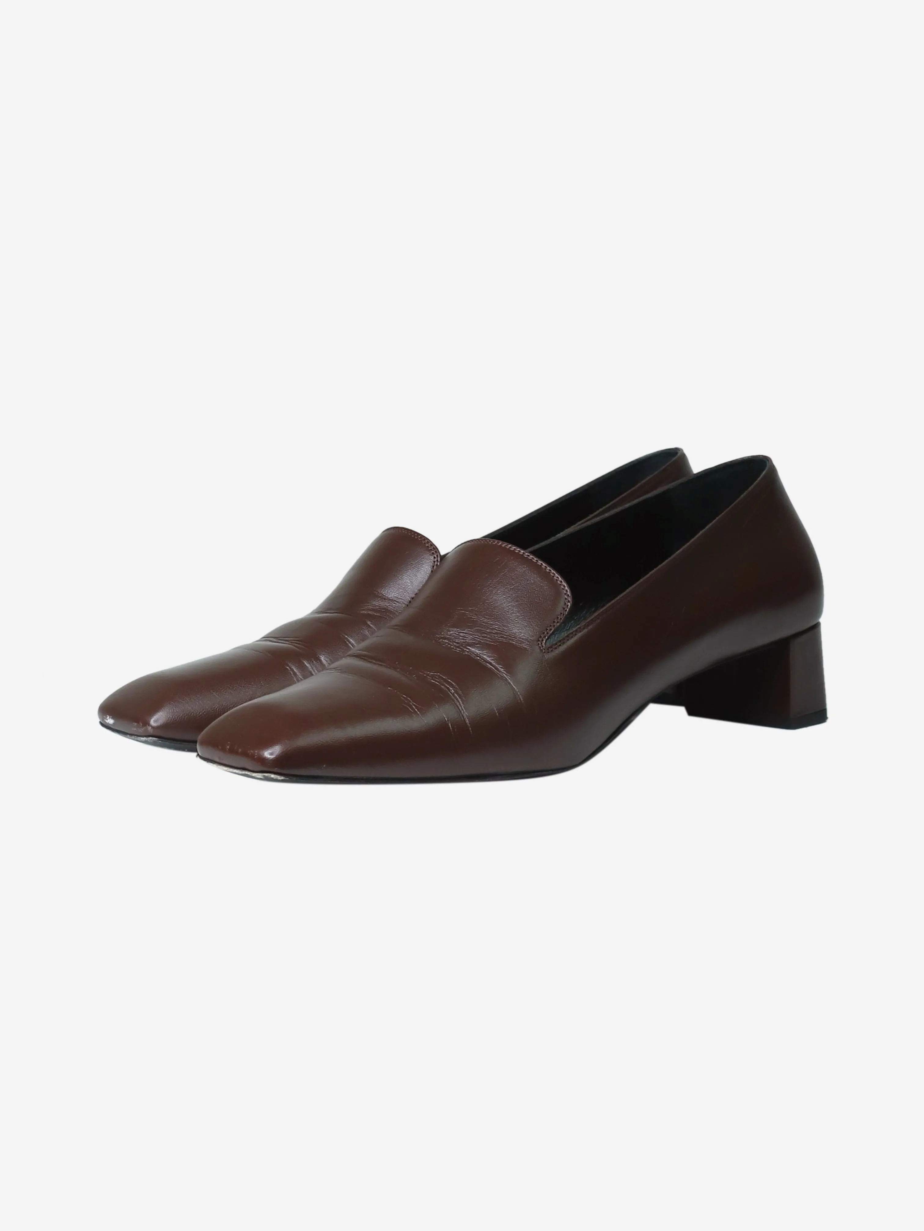Brown square-toe heel pumps - size EU 40 (UK 7)