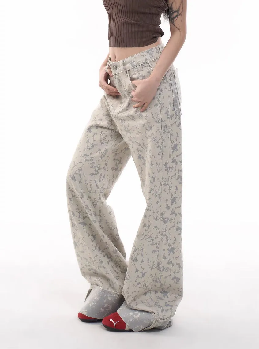 Digital Camo Wide-Leg Jeans  Sand Pixel