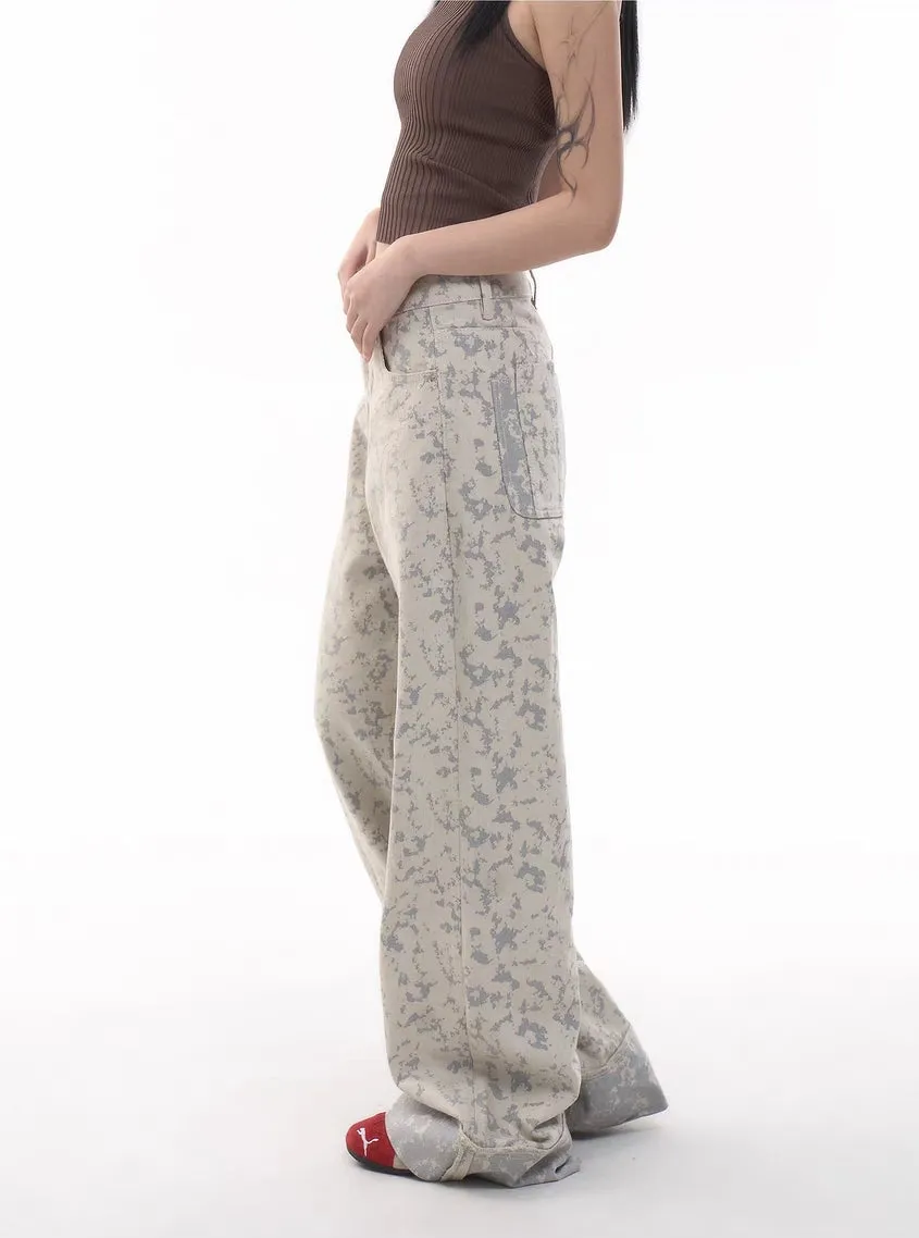 Digital Camo Wide-Leg Jeans  Sand Pixel