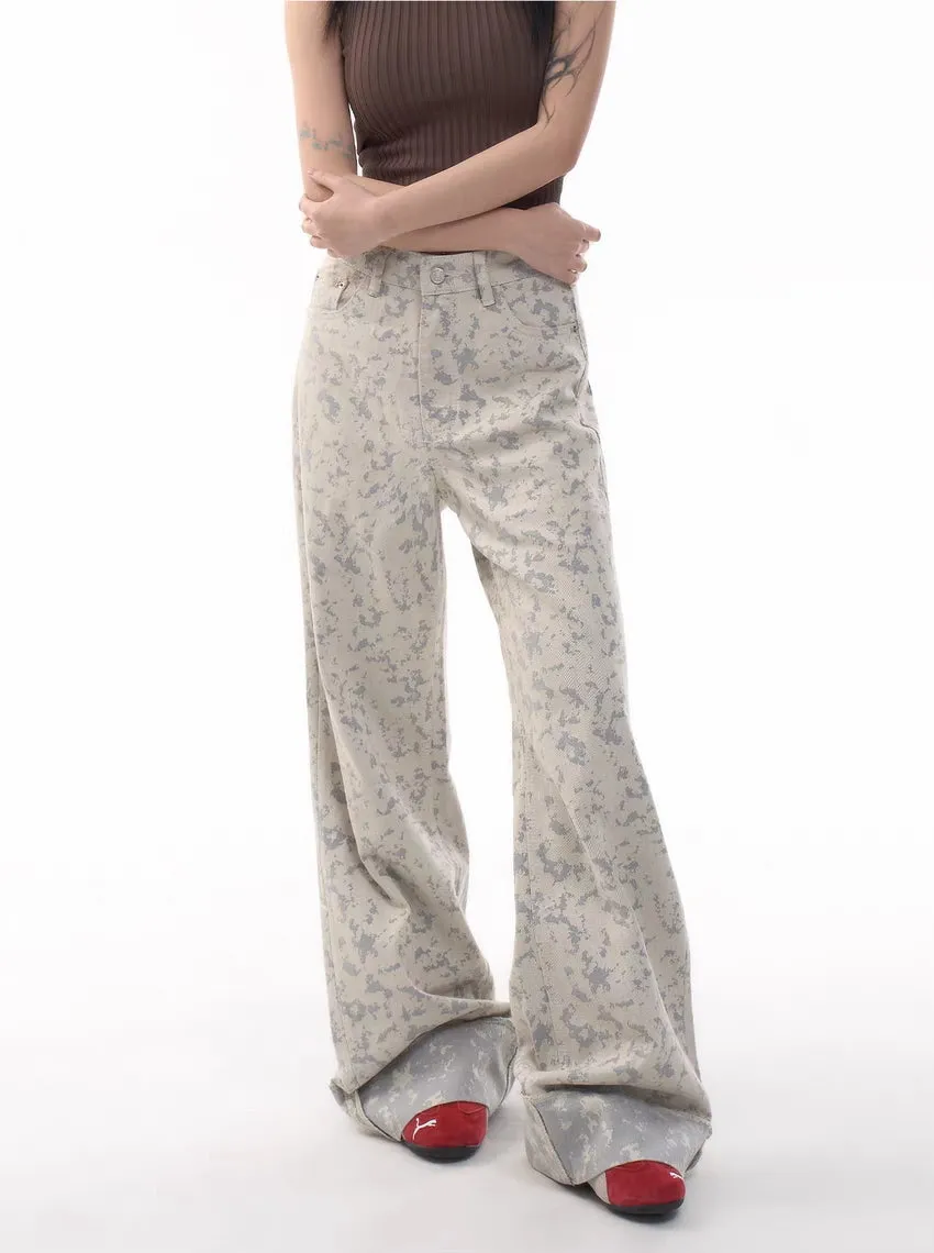 Digital Camo Wide-Leg Jeans  Sand Pixel