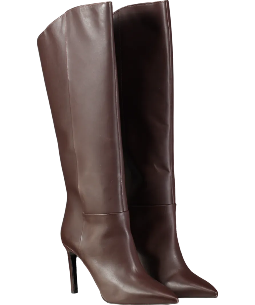 Karen Millen Brown Leather Pointed High Heel Western Boot UK 6 EU 39 
