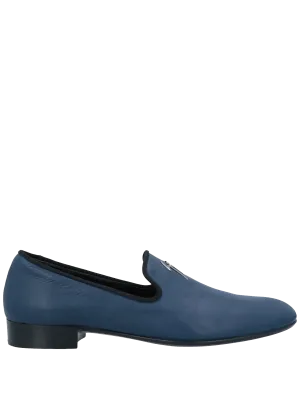 logo embellished leather smoking loafers