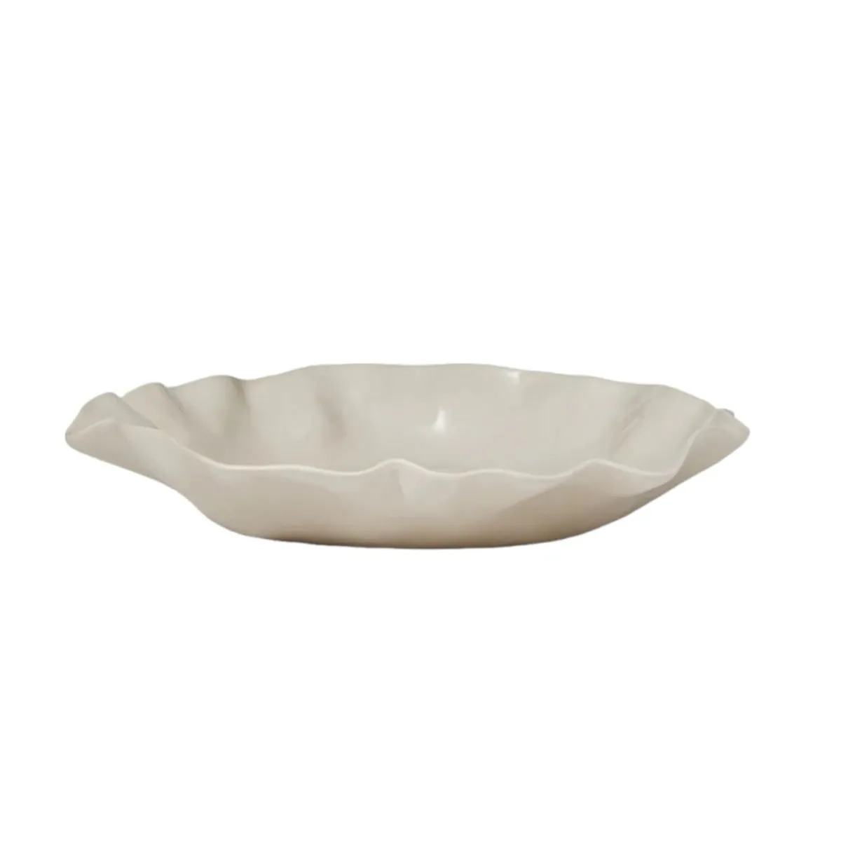 Marmoset Found Round Ruffle Platter Chalk Extra Large