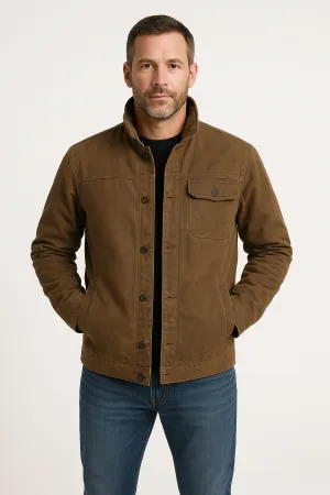Mens Utility Jacket  100% Cotton  Relaxed Fit  Button Front Casual Outerwear