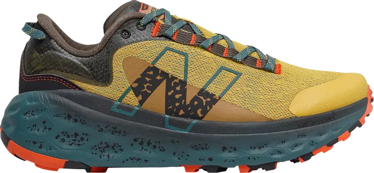 New Balance Fresh Foam X More Trail v2 2E Wide 'Harvest Gold Mountain Teal' Sneakers, Gold