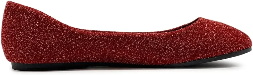 Ollio Women's Shoes Ballet Glitter Low Heel Round Toe Flat ZOF170