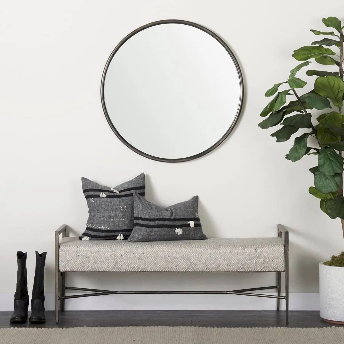 Piper Wall Mirror Black Metal | 36"