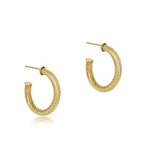 Round Gold 1.125" Post Textured Twist Hoop - 4mm - by enewton