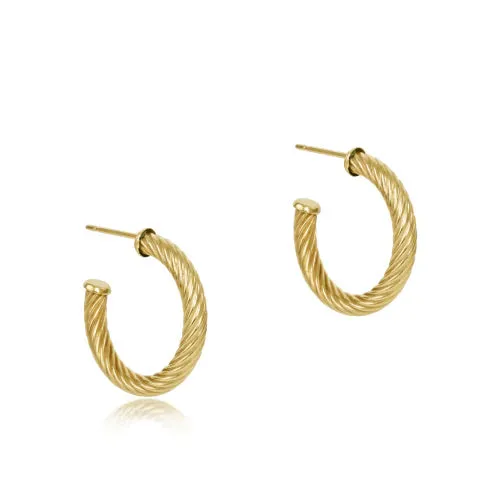 Round Gold 1.125" Post Textured Twist Hoop - 4mm - by enewton