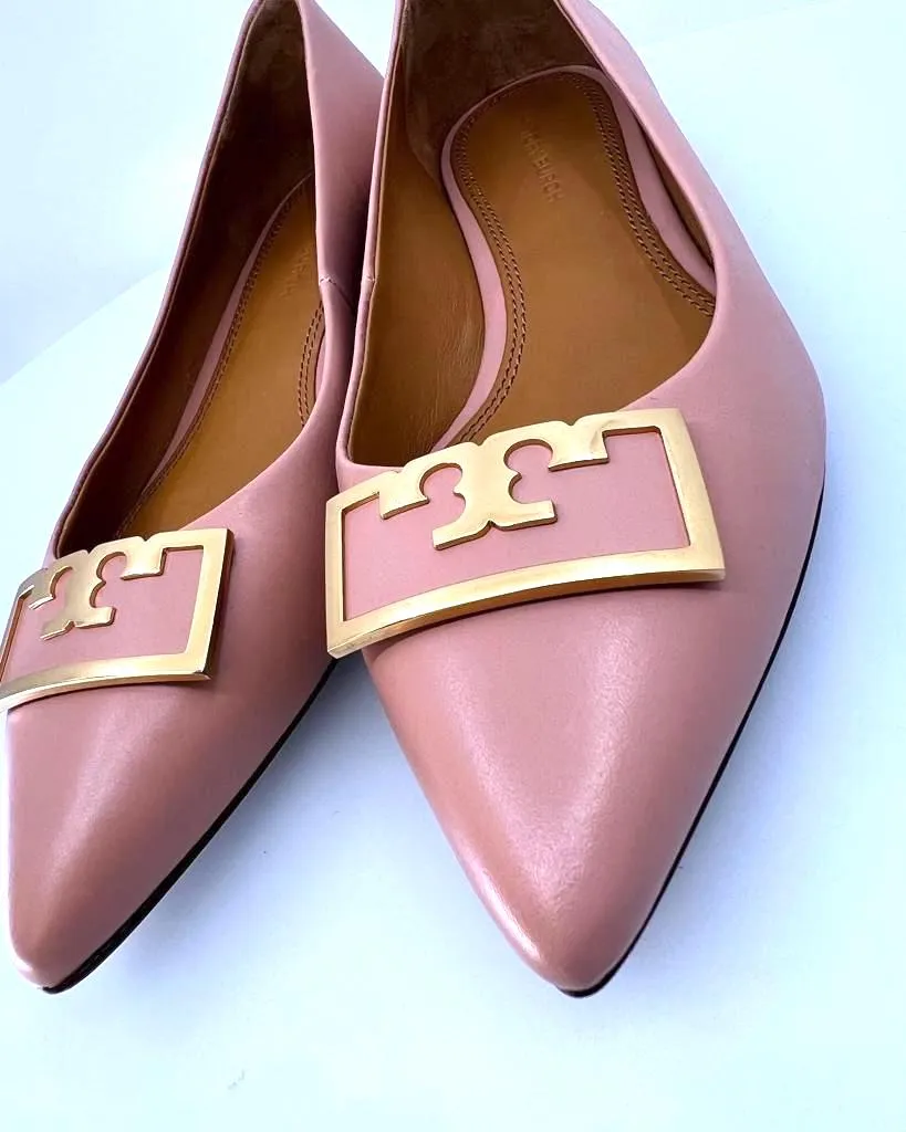 TORY BURCH GIGI POINTED TOE CALFSKIN LEATHER SHOES
