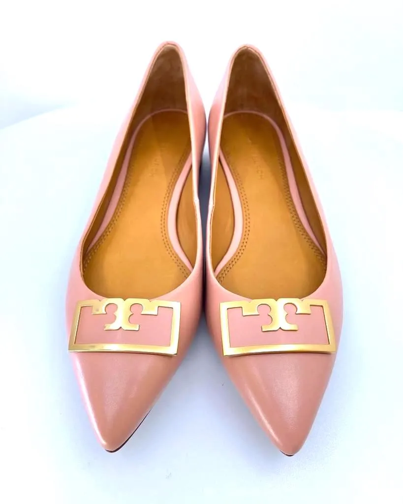 TORY BURCH GIGI POINTED TOE CALFSKIN LEATHER SHOES