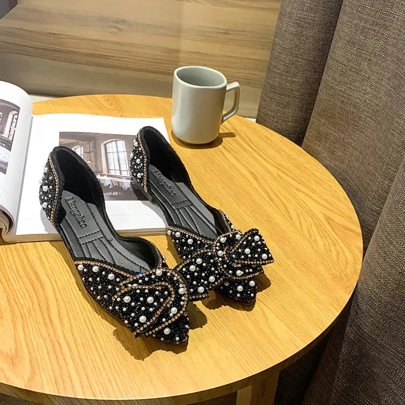 Women Fashion Flat Single Shoes   Autumn Pointed Toe Shoes Flat Loafers Soft Sole Ladies Plus Size 35-43
