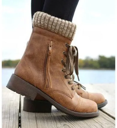 zipper Low Heel Boots